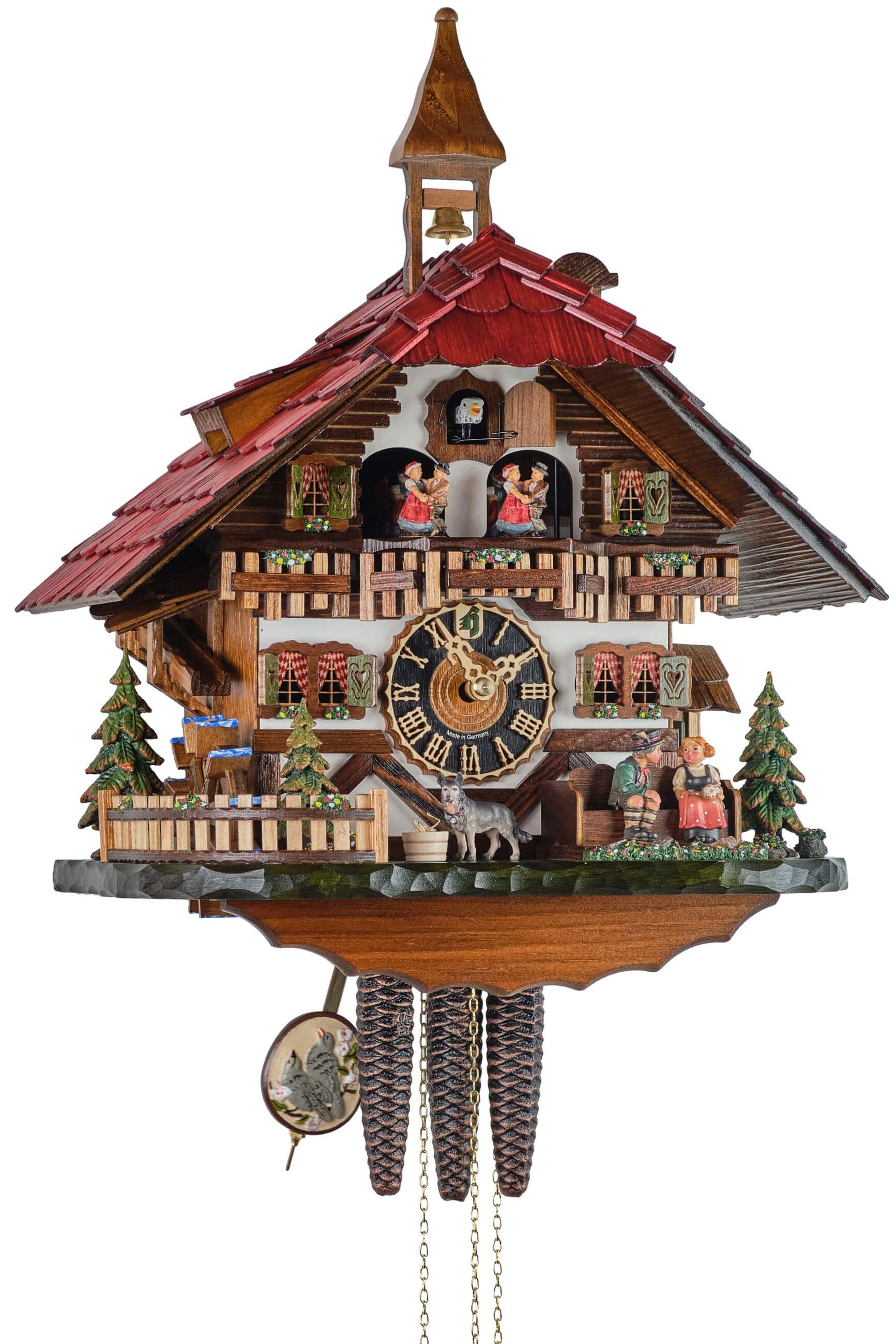Hönes -Cuckoo clock 24-hour movement music kissing couple 45cm- 624T