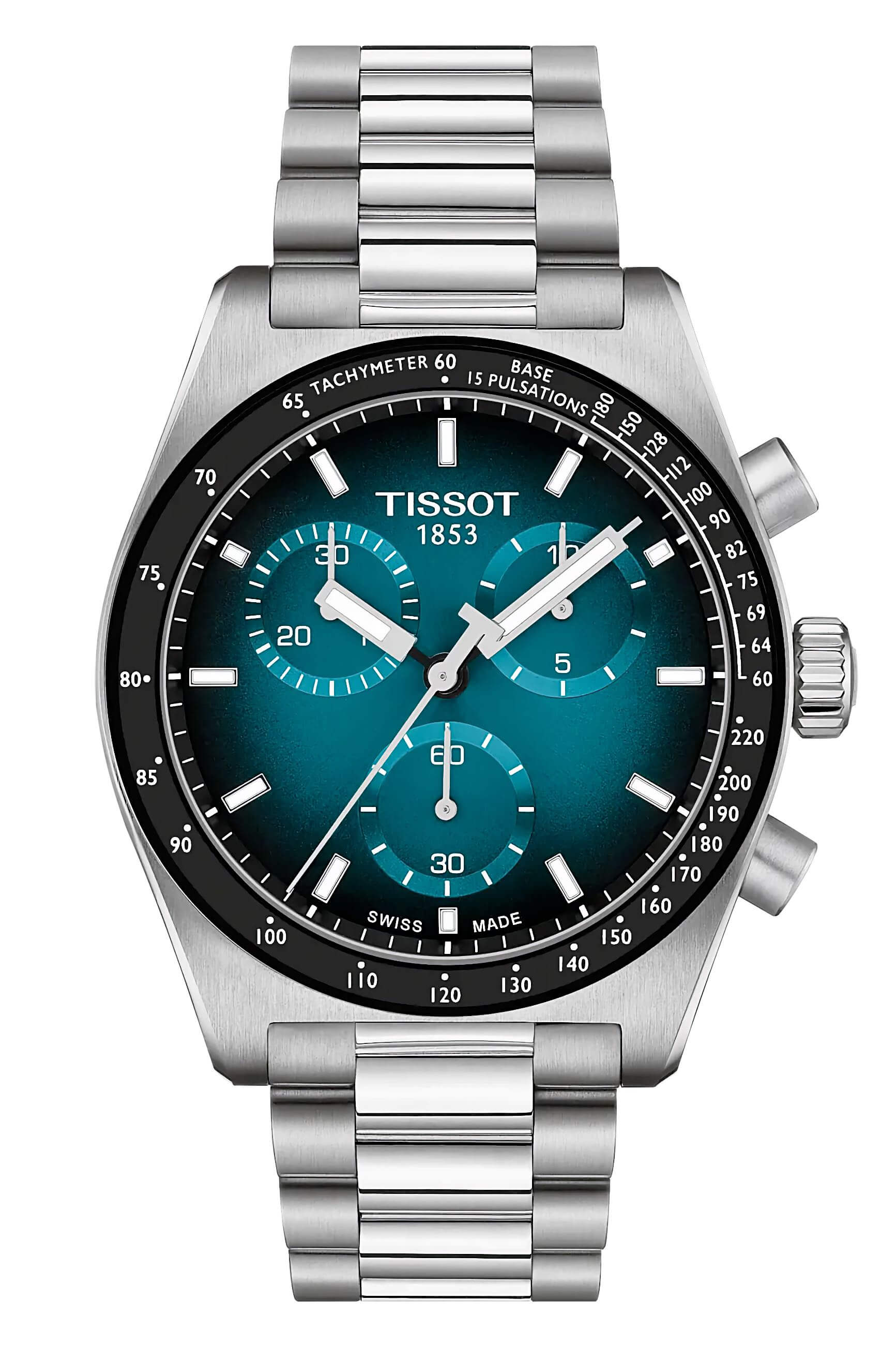 TISSOT -TISSOT PR516 Chronograph Herrenuhr Silber Petrol Quarz Saphirglas 40mm- T149.417.11.041.01