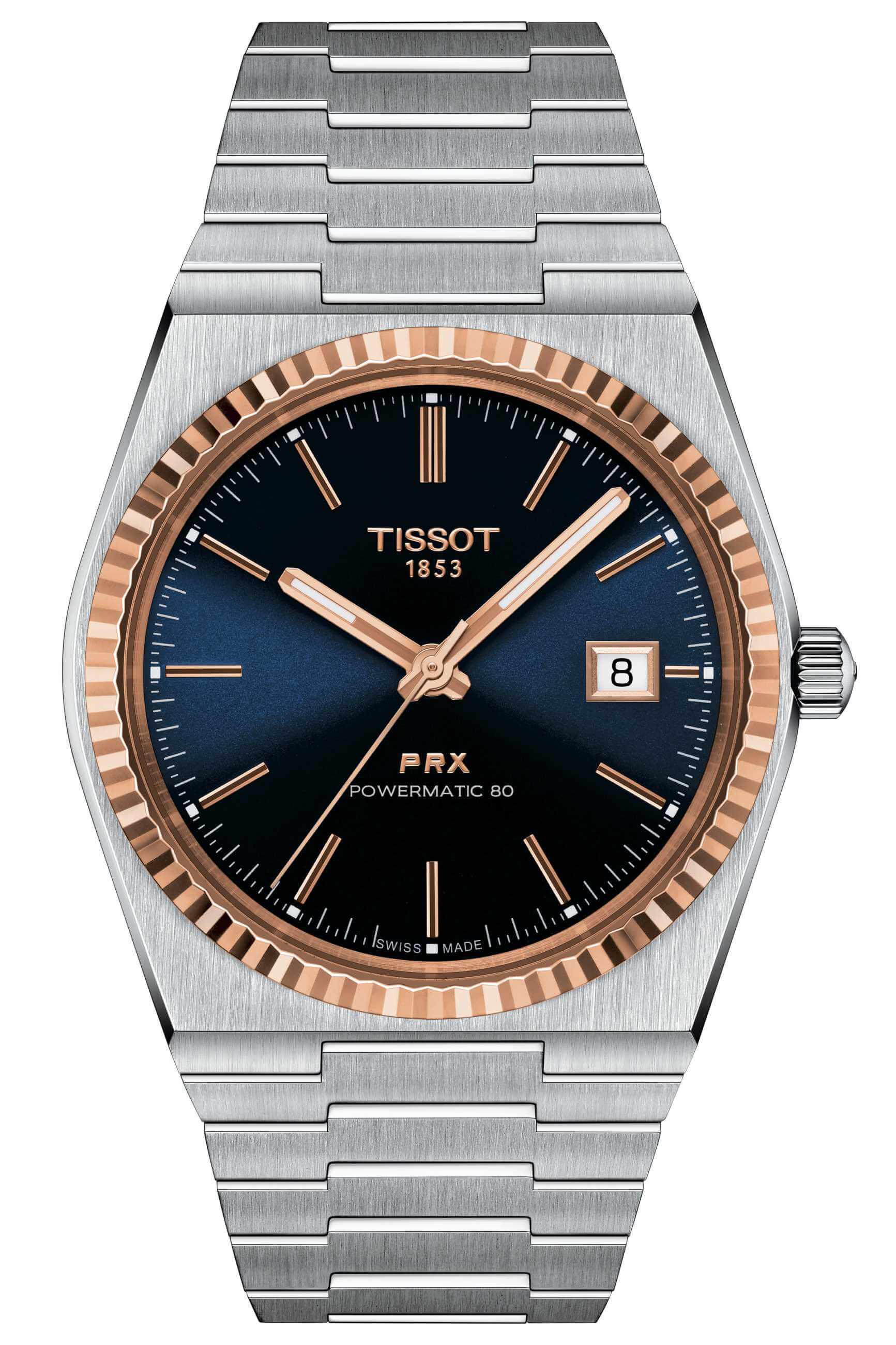 TISSOT -PRX Powermatic 80  Stahl & 18K Gold Herrenuhr Automatik 40mm- T931.407.41.041.00