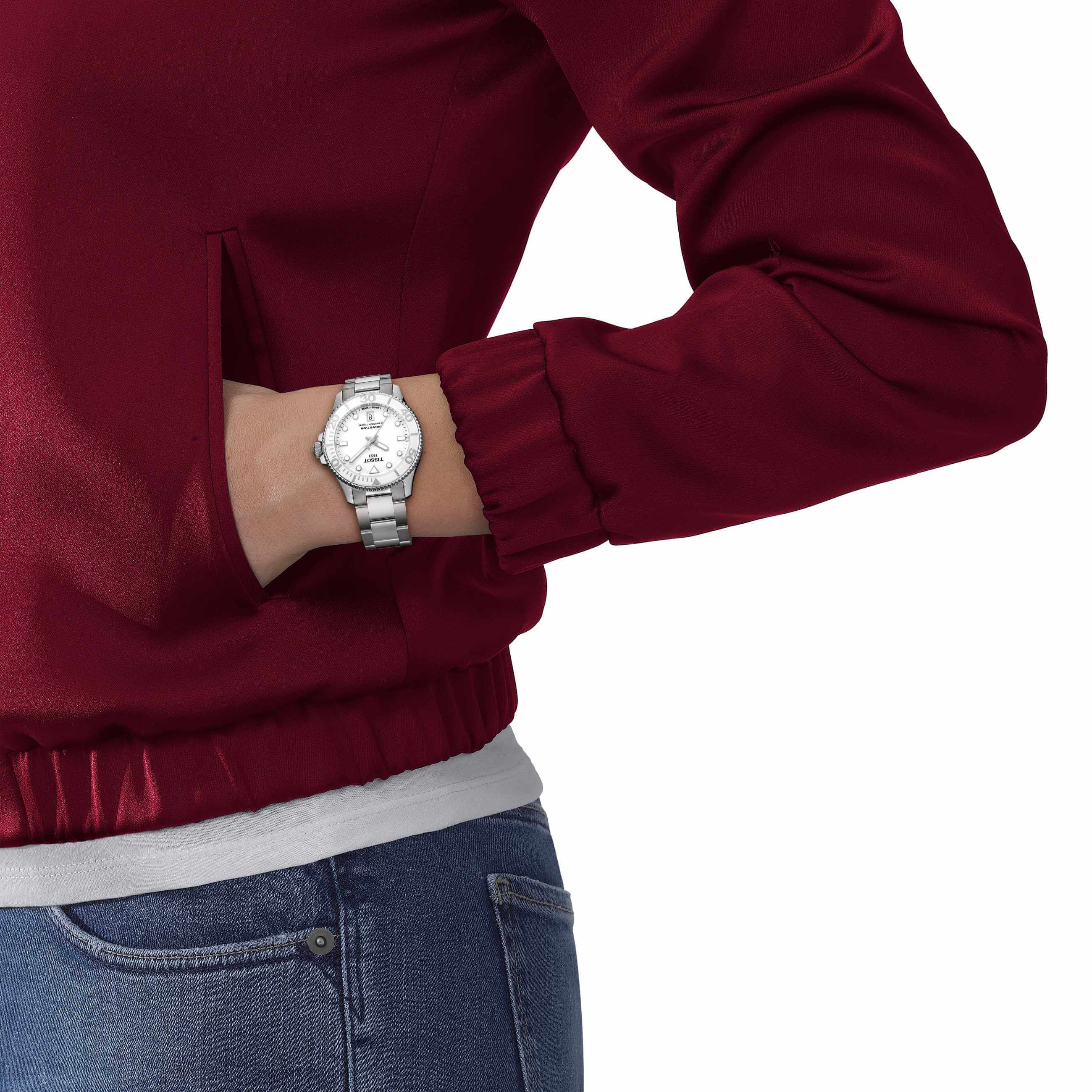 TISSOT -Seastar 1000 ladies' watch silver sapphire crystal quartz 36mm- T120.210.11.011.00
