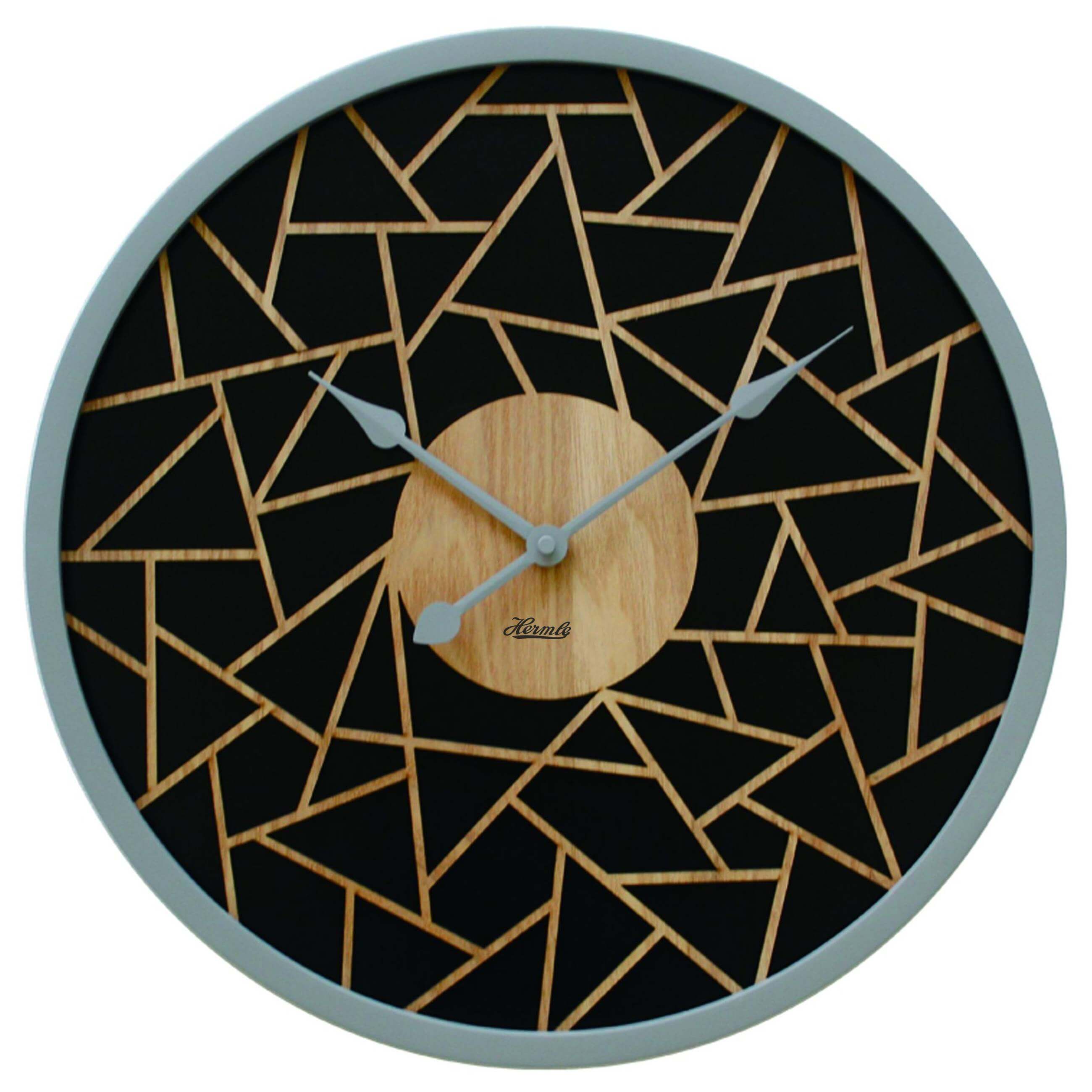Hermle -Wall clock brown 3D wood pattern quartz 40cm- 30102-002100