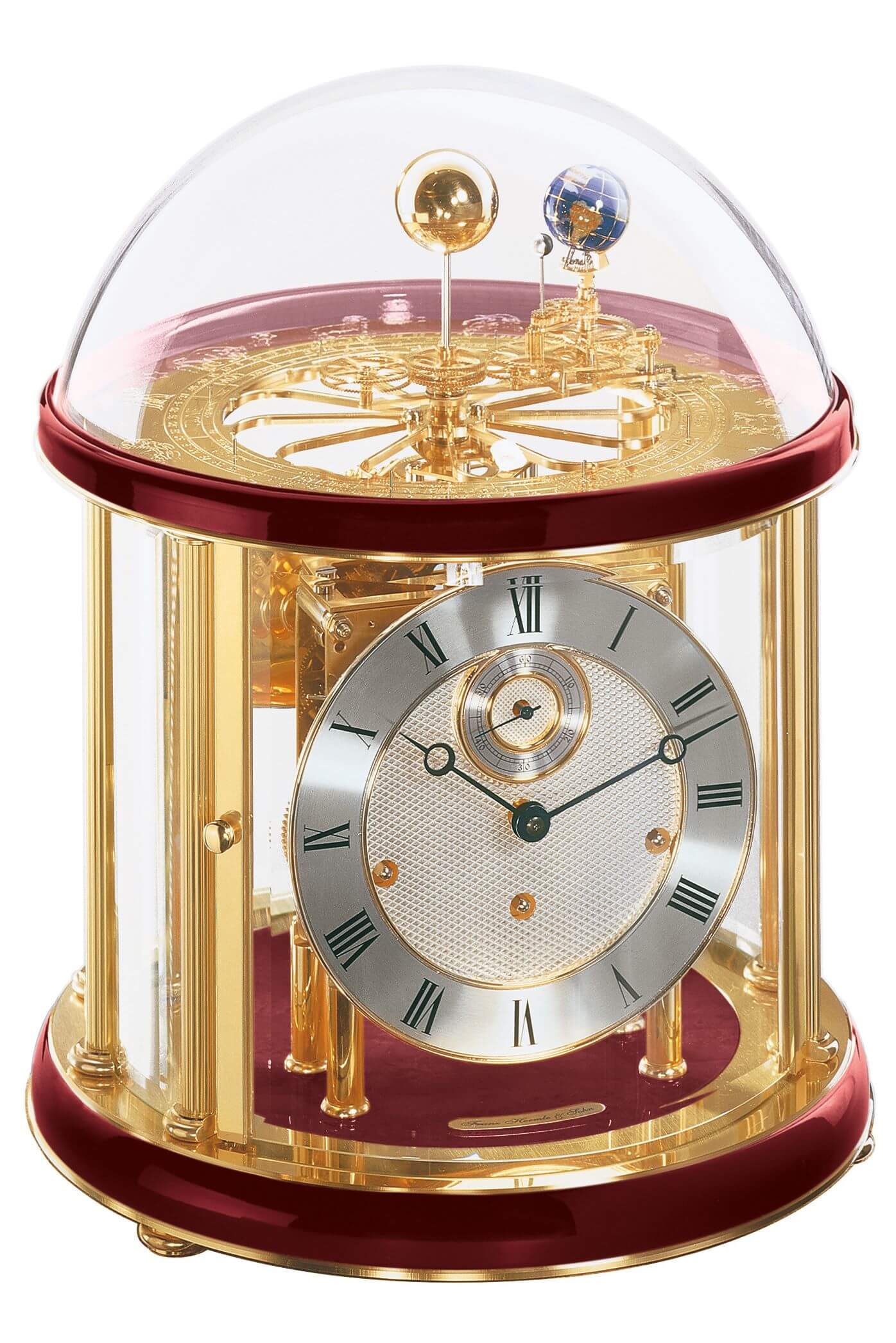 Hermle -Tellurium Messing Rot 8-Tage Laufwerk 35cm- 22805-V20352