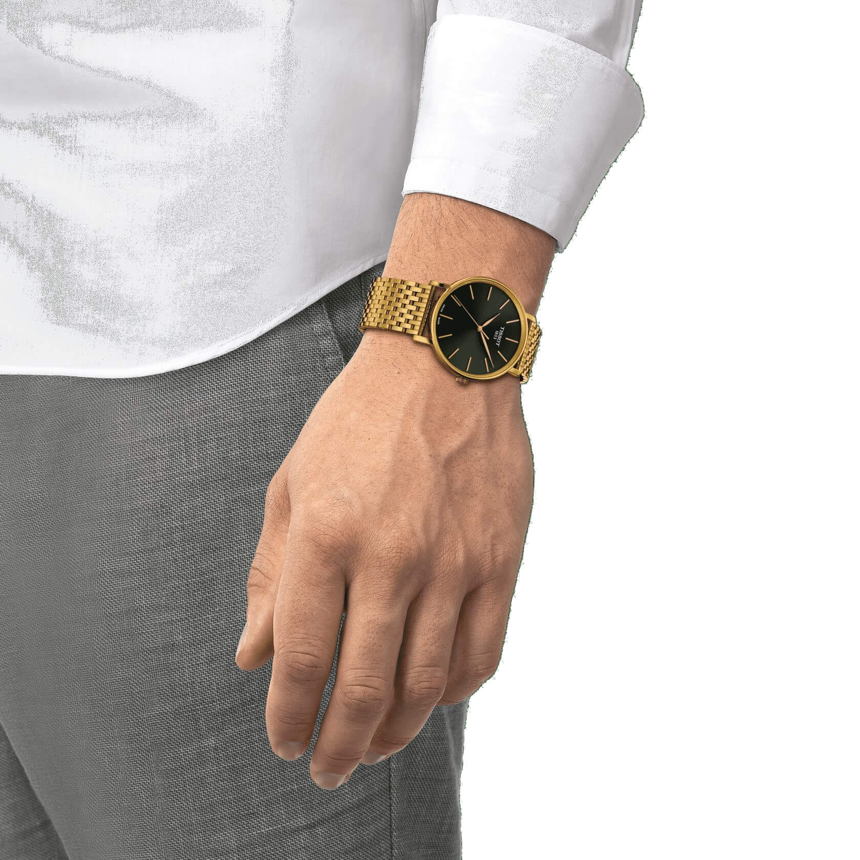 TISSOT -Everytime men's watch gold green quartz sapphire crystal 40mm- T143.410.33.091.00