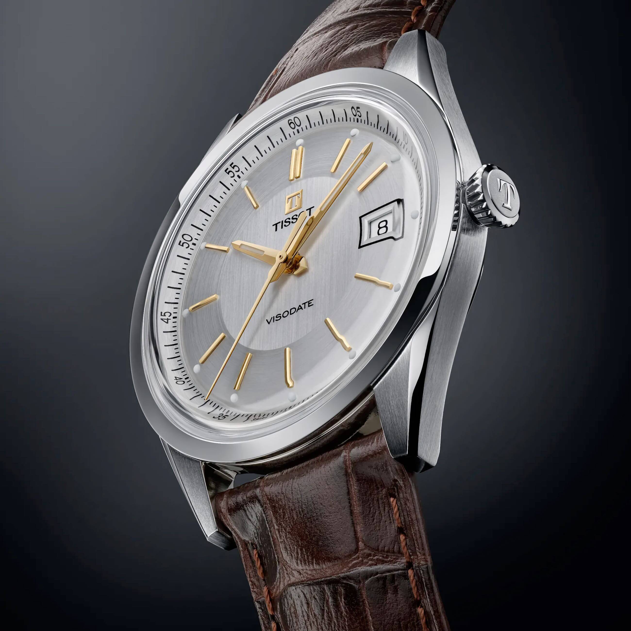 TISSOT -TISSOT Visodate Automatik silber braun 39mm- T157.407.16.031.00