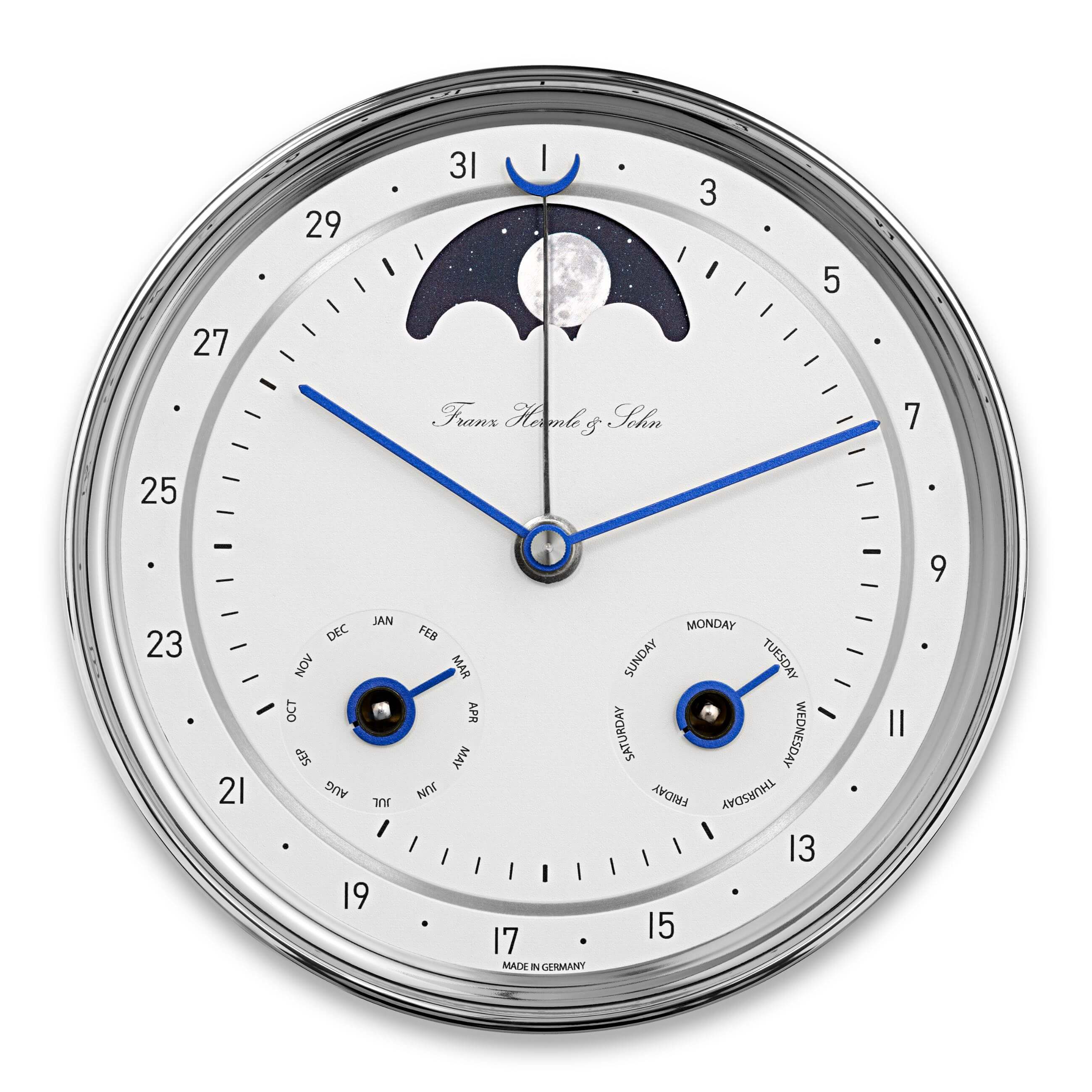 Hermle -Wanduhr Hermle Mornington II Schwarz weißes Zifferblatt 8-Tage 1/2 Stundenschlag- 71026-740058