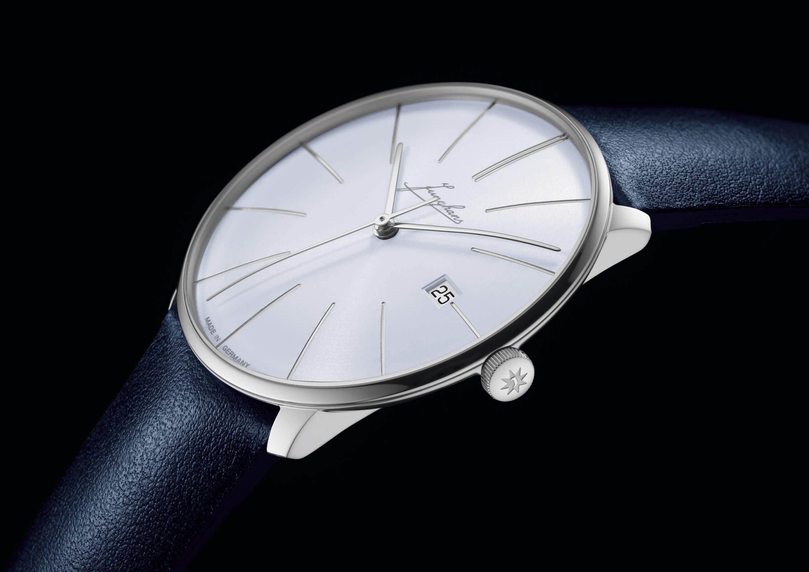 Junghans -Meister fein Automatik Signatur Herrenuhr Blau Saphirglas 40mm- 027/4359.00