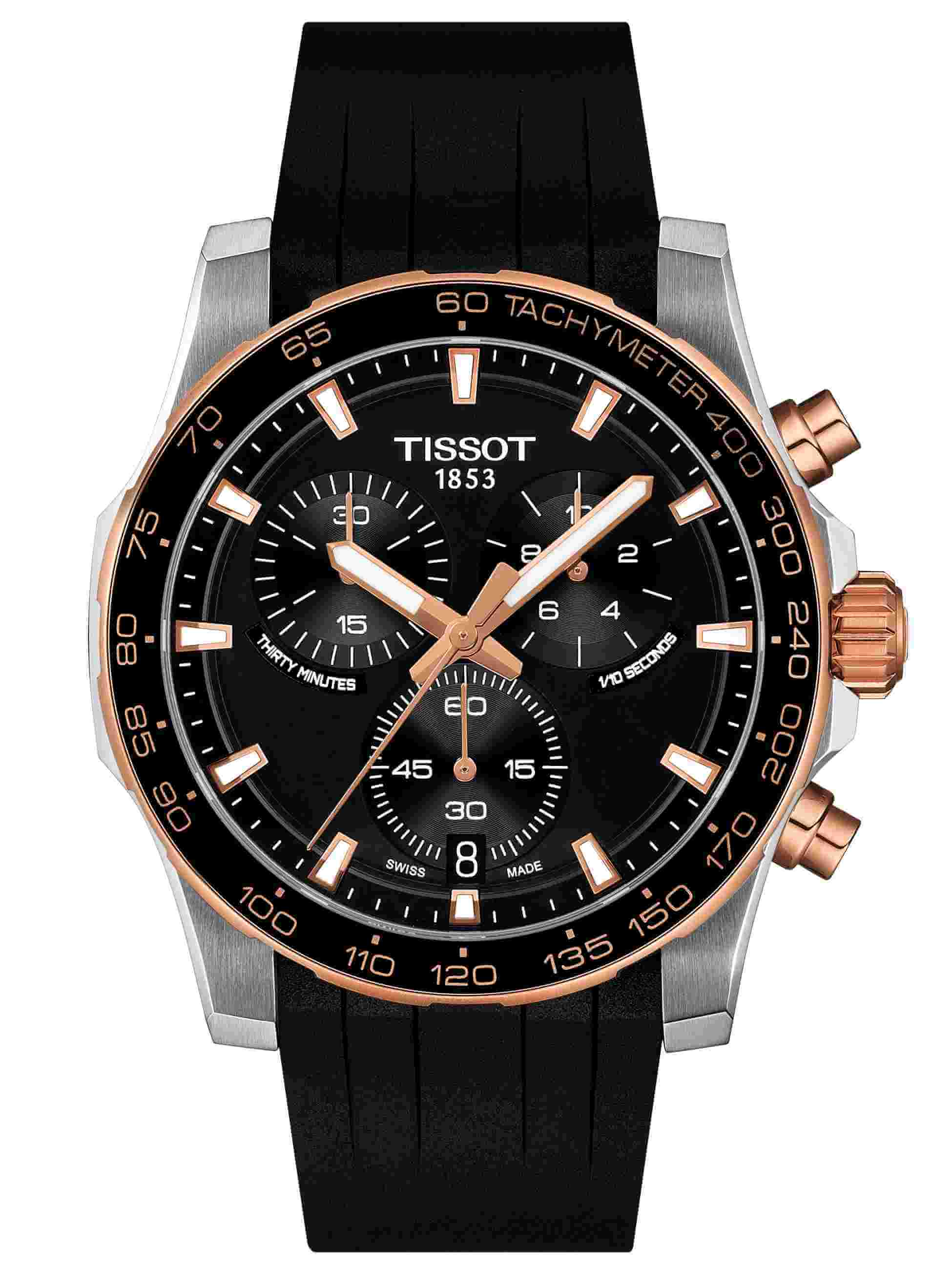 TISSOT -Supersport Chrono Herrenuhr Schwarz Rosé Datum   Saphirglas Quartz 42mm- T125.417.27.051.00