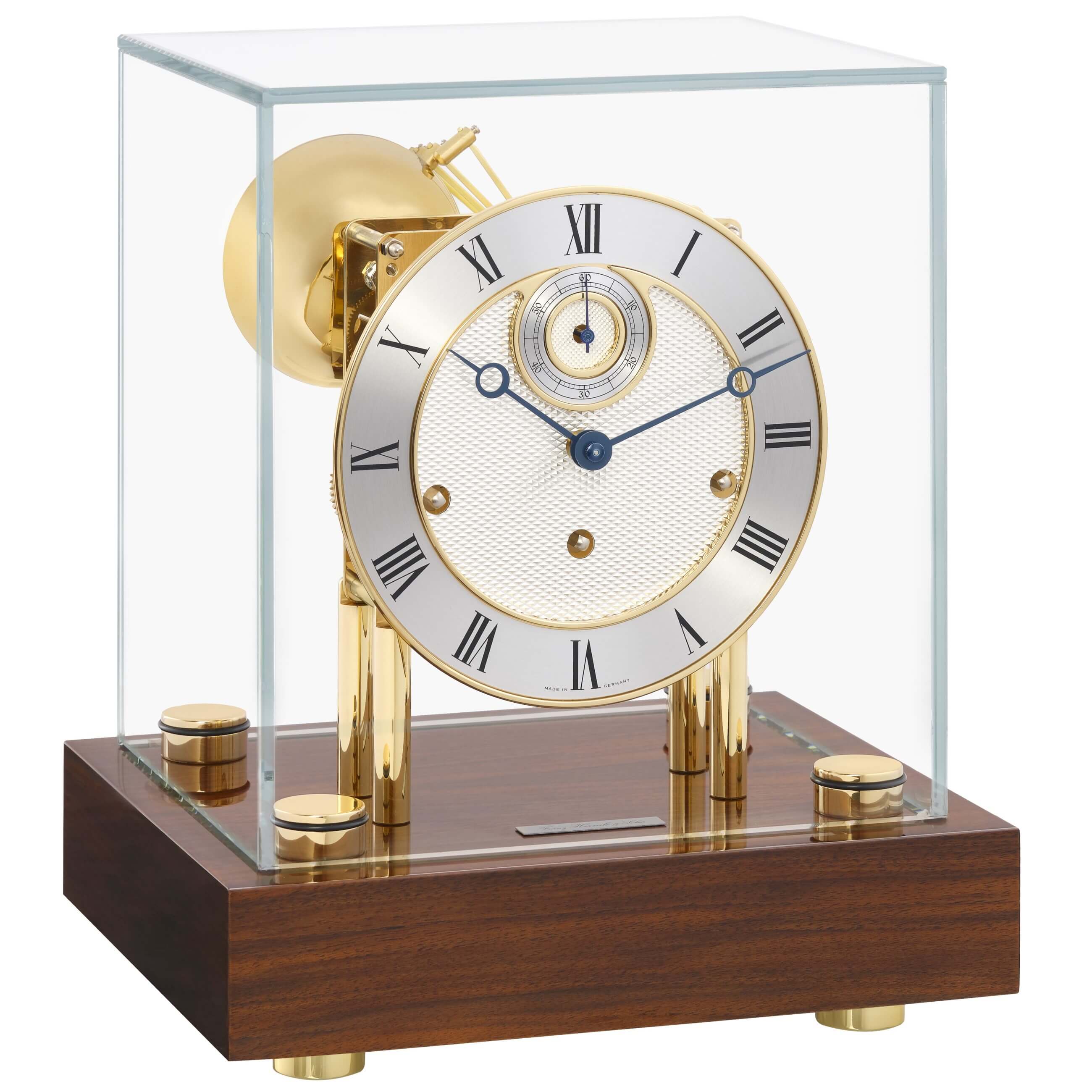 Hermle -Tischuhr Chigwell Nussbaum Messing Westminster Mechanisch 30cm- 22801-030352