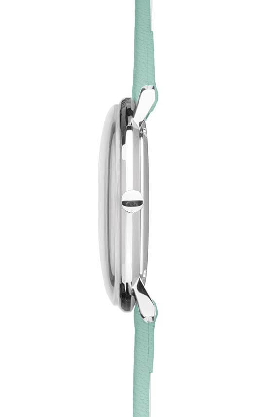 Junghans -max bill ladies' watch light green blue quartz sapphire crystal 33mm- 047/4554.02