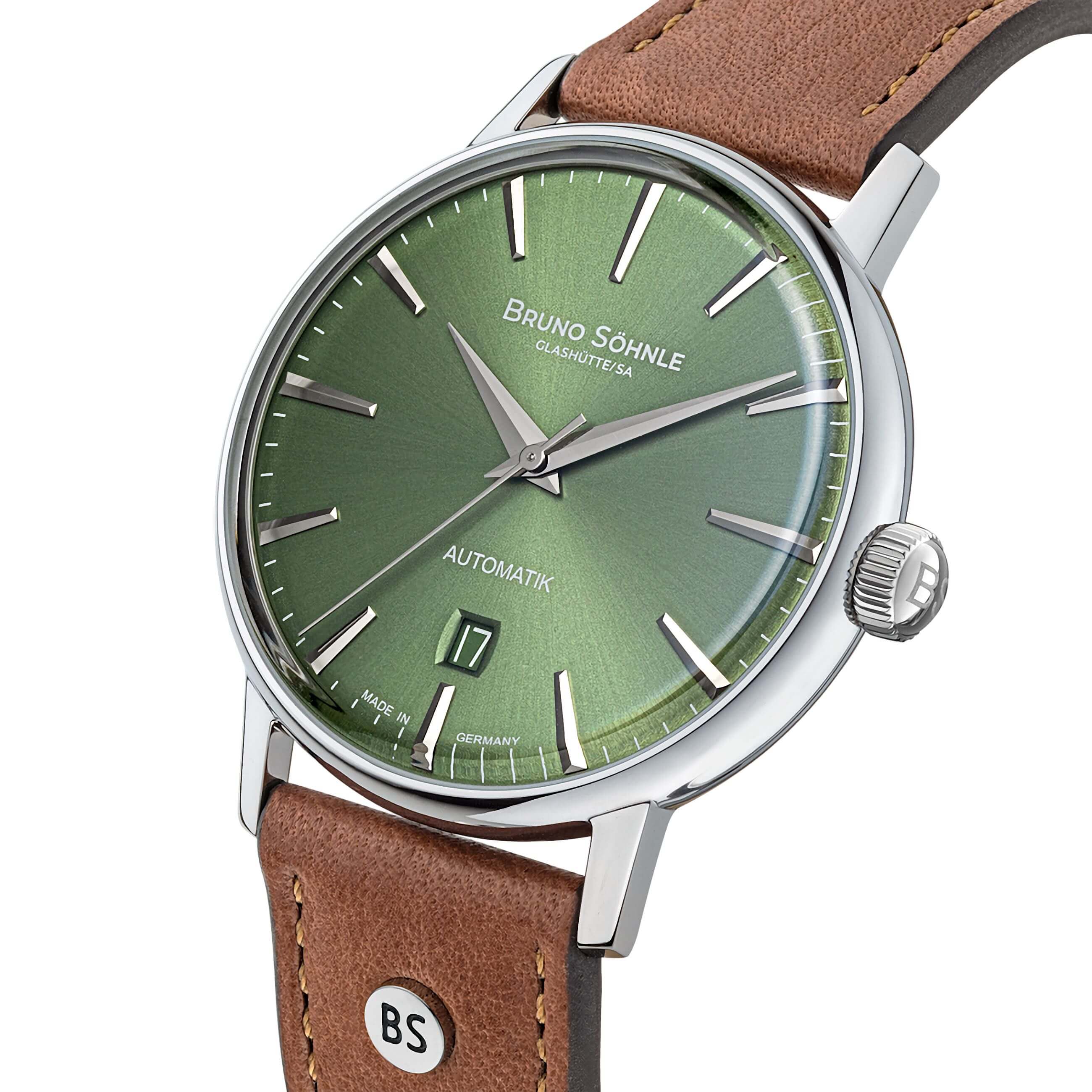 Bruno Söhnle -Bergamo Herrenuhr Braun Grün Datum Saphirglas Automatik 39mm- 17-12236-411