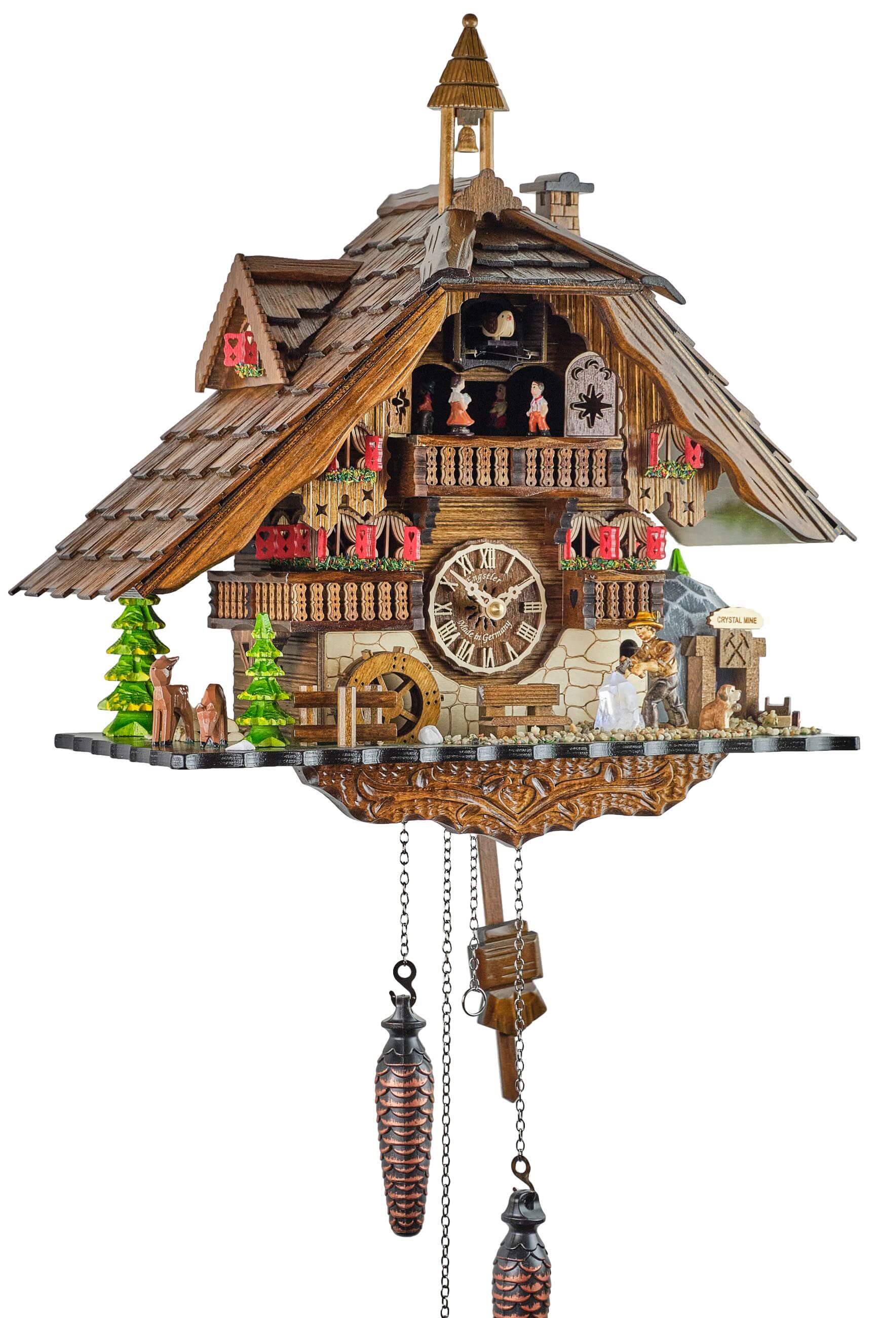 Engstler -Cuckoo Clock Quartz Music Crystal Mine 42cm- 48120 QMT