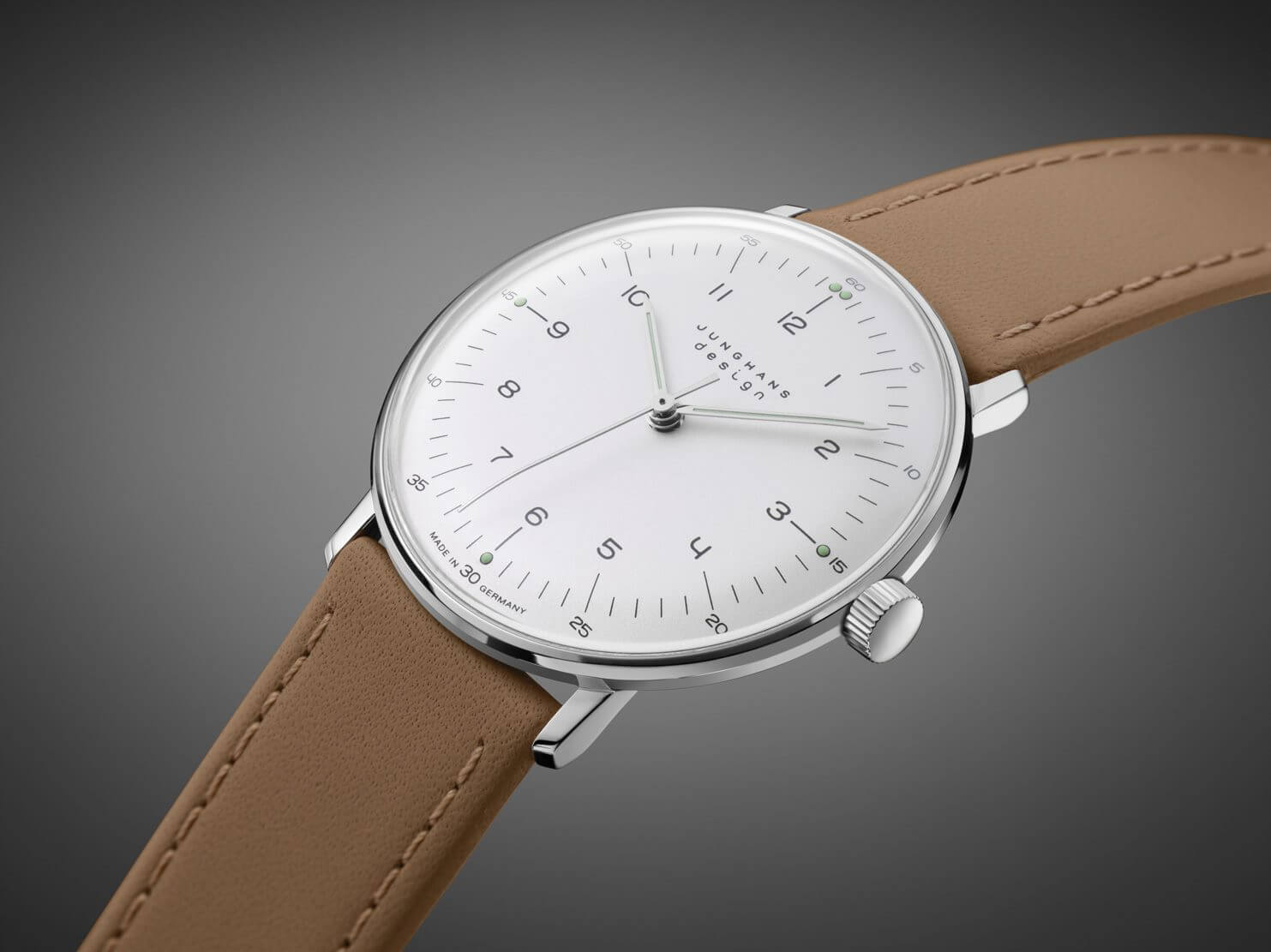 Junghans -max bill Handaufzug Damenuhr Braun Handaufzug Saphirglas 34mm- 027/3701.02