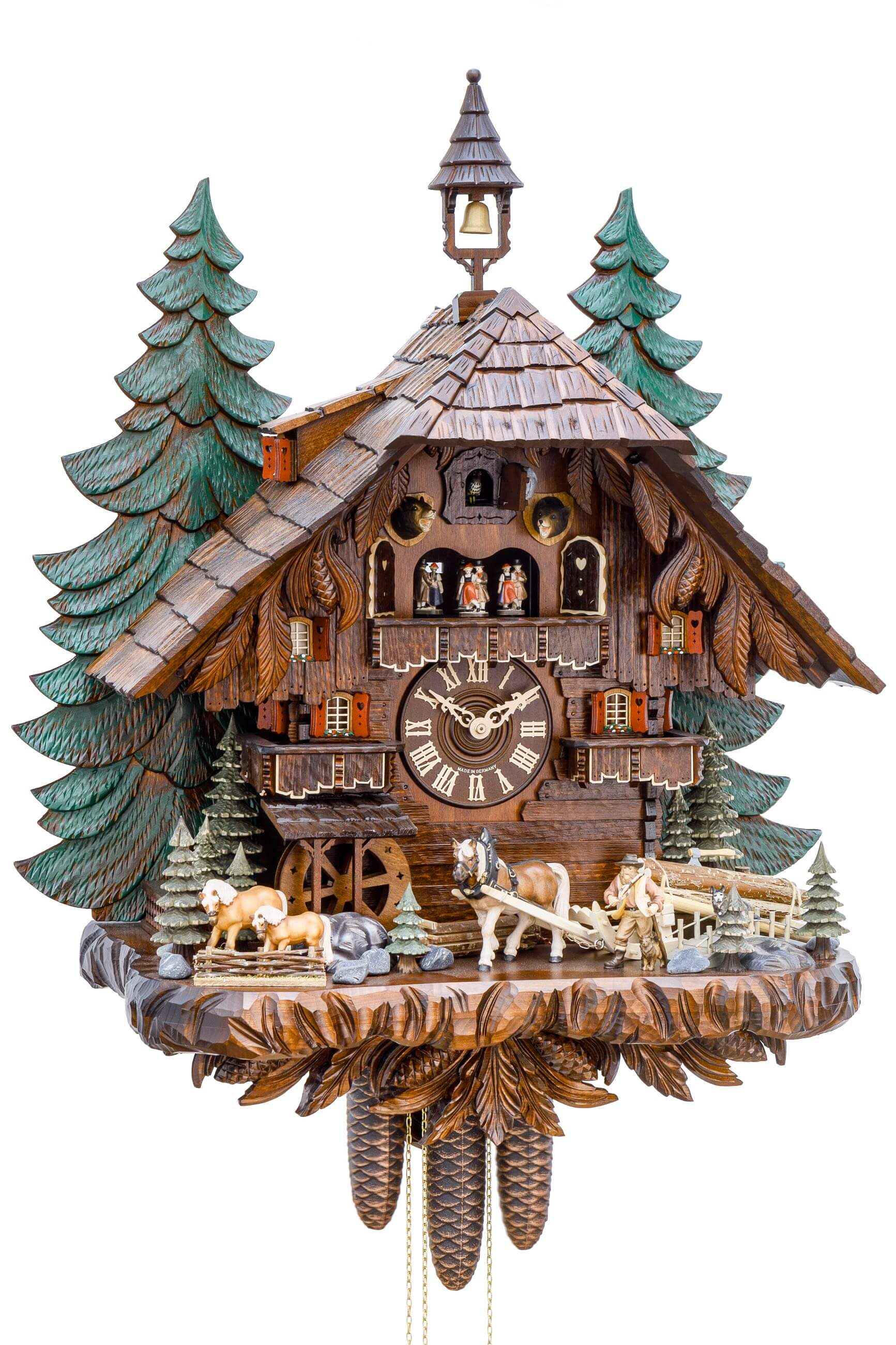 Hekas -Kuckucksuhr 8-Tage Laufwerk Musik Haus Holzschleipfer 76cm- 3765/8 EX