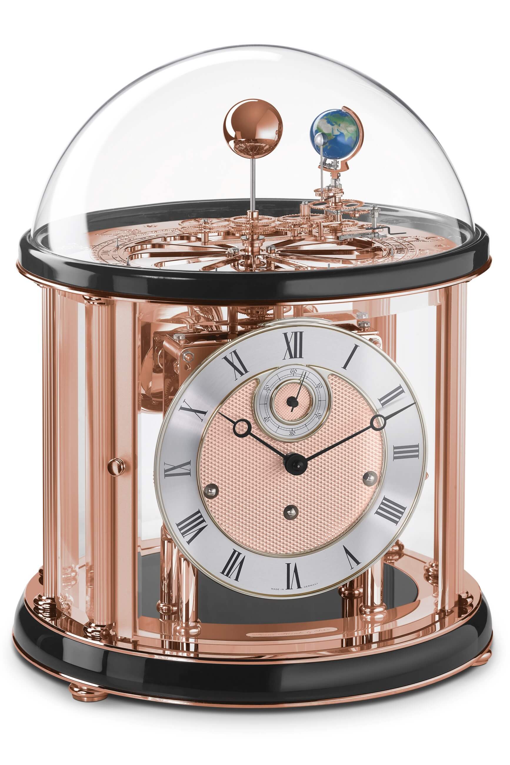 Hermle -Tellurium Roségold Schwarz 8-Tage Laufwerk 35cm- 22824-740352