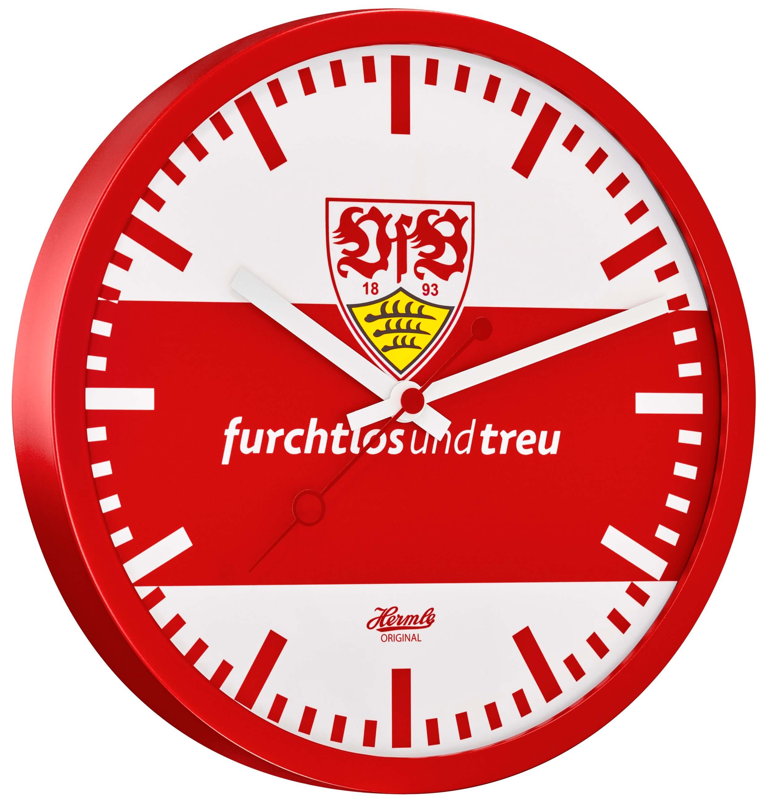 Hermle -Wall Clock White Red VfB Stuttgart Quartz 30cm- 31893-002100