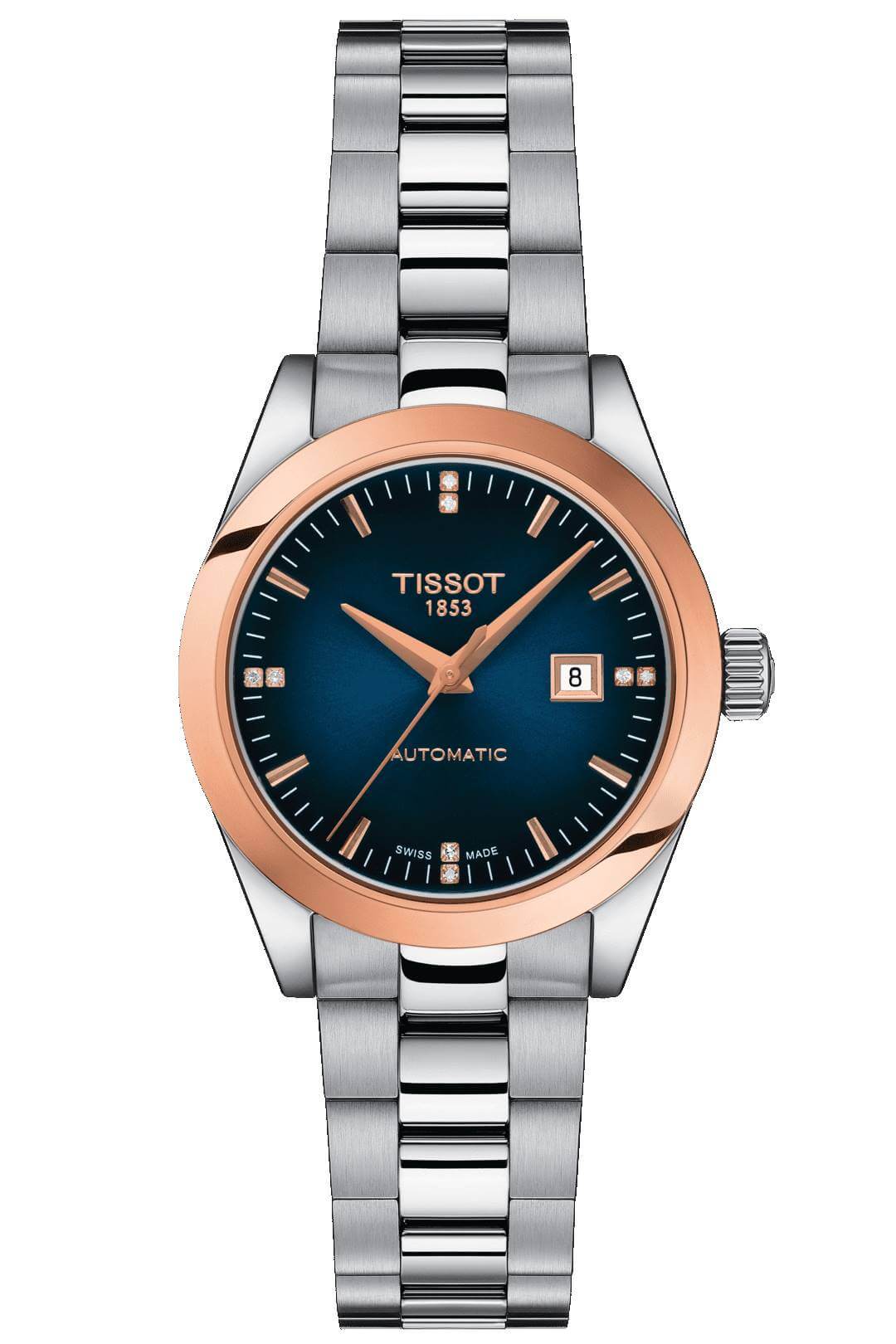 TISSOT -T-My Lady 18K Gold Automatic Ladies' Watch Silver Rose Gold Automatic 29mm- T930.007.41.046.00