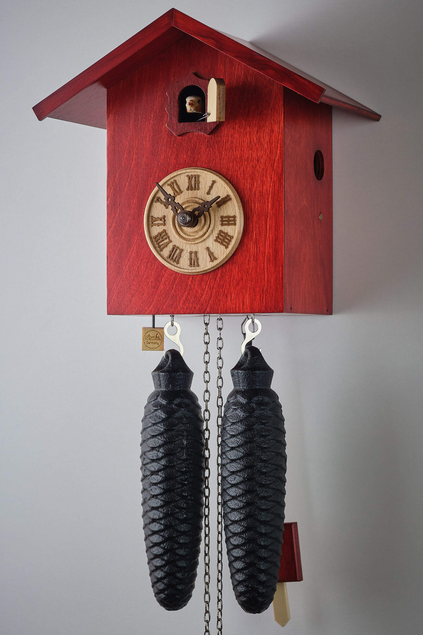 Romba -Cuckoo clock modern red 8-day movement 20cm- SK34-3