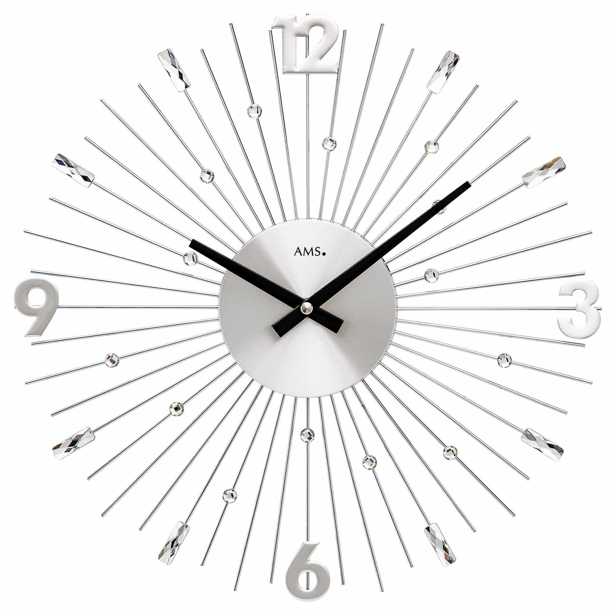AMS -Wall clock silver quartz 39cm- 9652