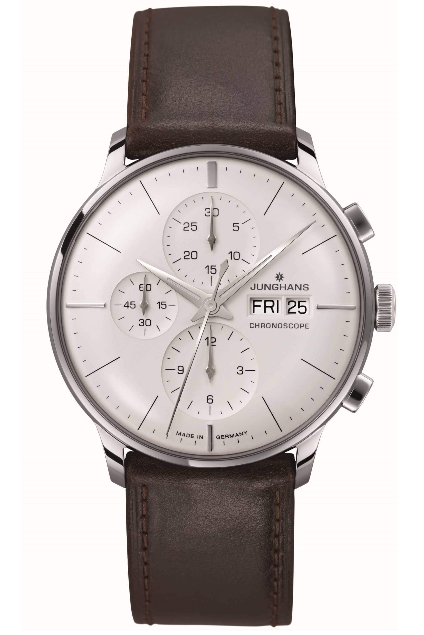 Junghans -Meister Chronoscope English Braun men's watch automatic sapphire crystal 41mm- 027/4120.03