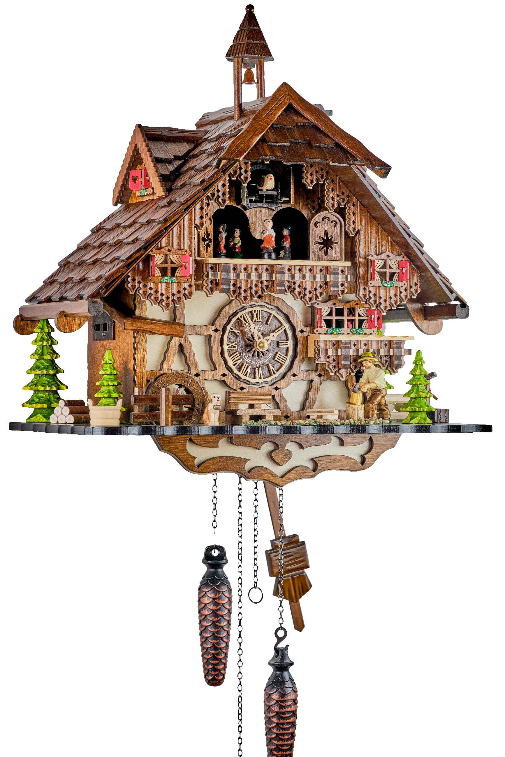 Engstler -Cuckoo clock wood chopper quartz movement with music 41cm- 3651 QMT