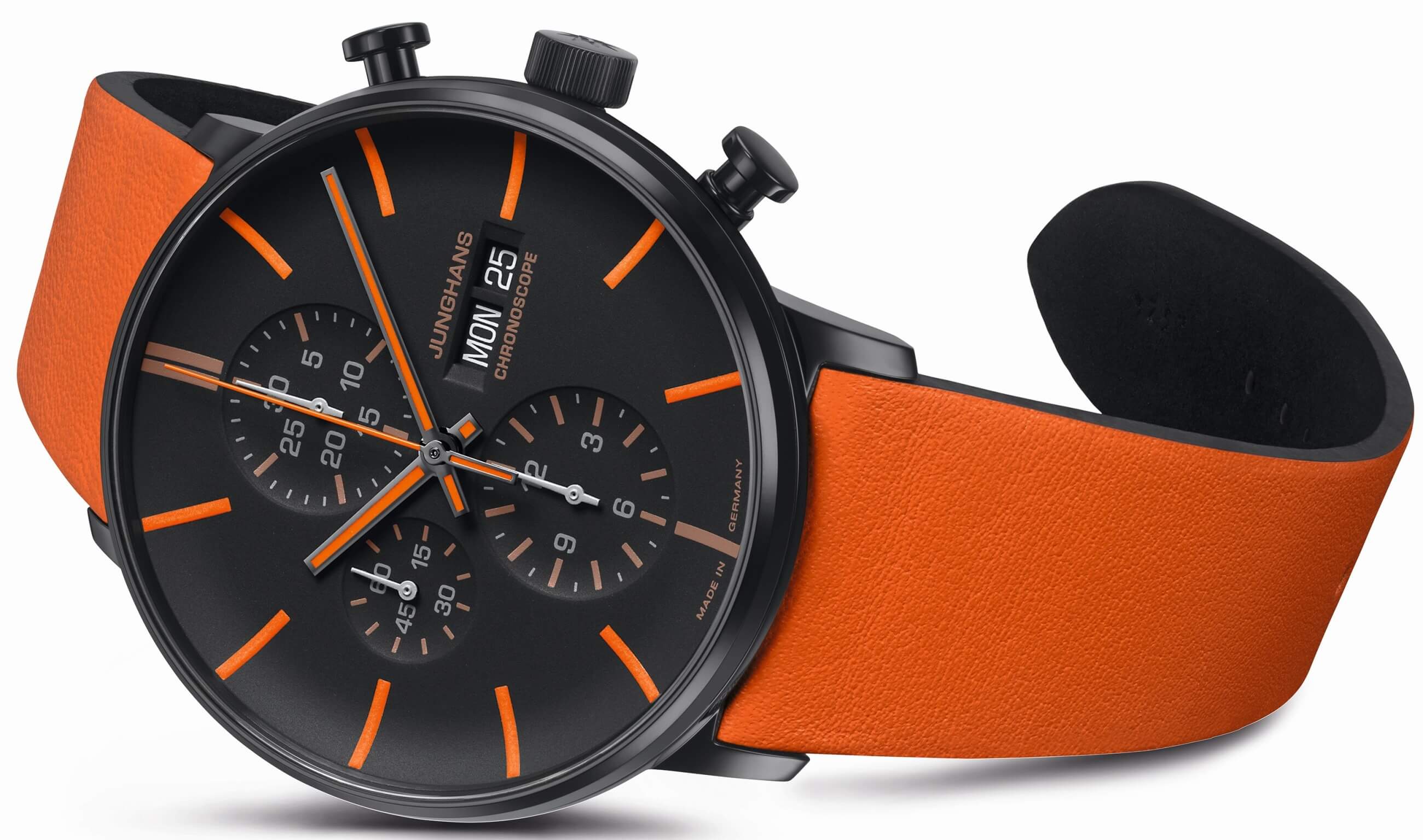 Junghans -FORM A Chronoscope Men's Watch Orange Black Automatic Sapphire Crystal 42mm- 027/4370.00