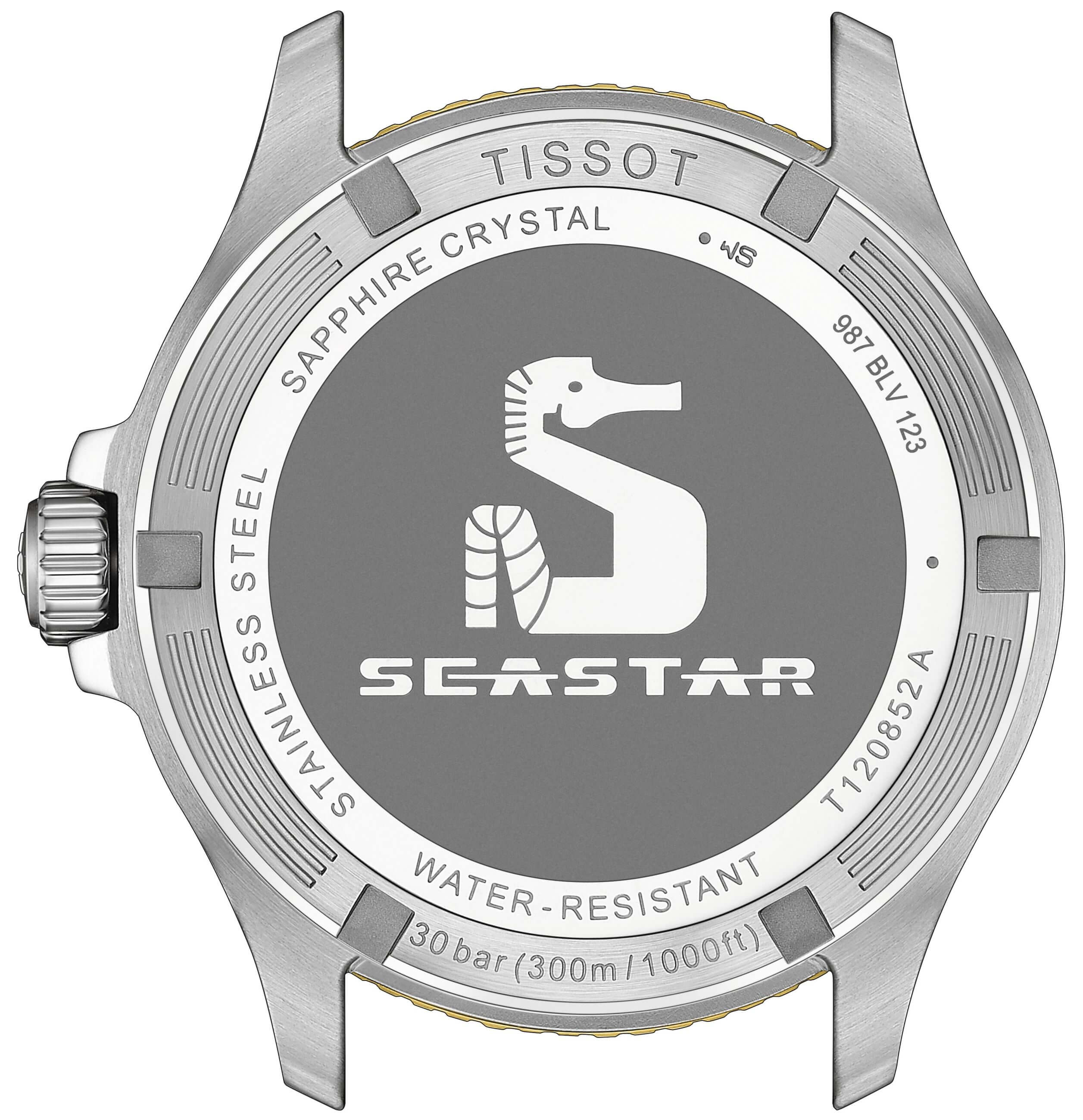 TISSOT -Seastar 1000 GMT Men's Watch Bicolour Black Quartz Sapphire Crystal 40mm- T120.852.22.051.00