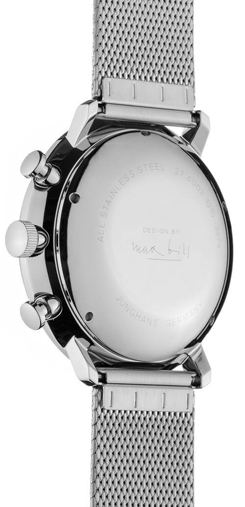 Junghans -max bill Chronoscope silver men's watch automatic sapphire crystal 40mm- 027/4003.46