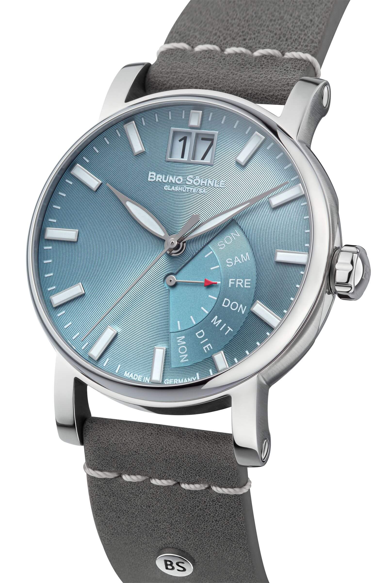 Bruno Söhnle -Pesaro I Herrenuhr Steingrau Blau Quarz Saphirglas 43mm- 17-13073-343