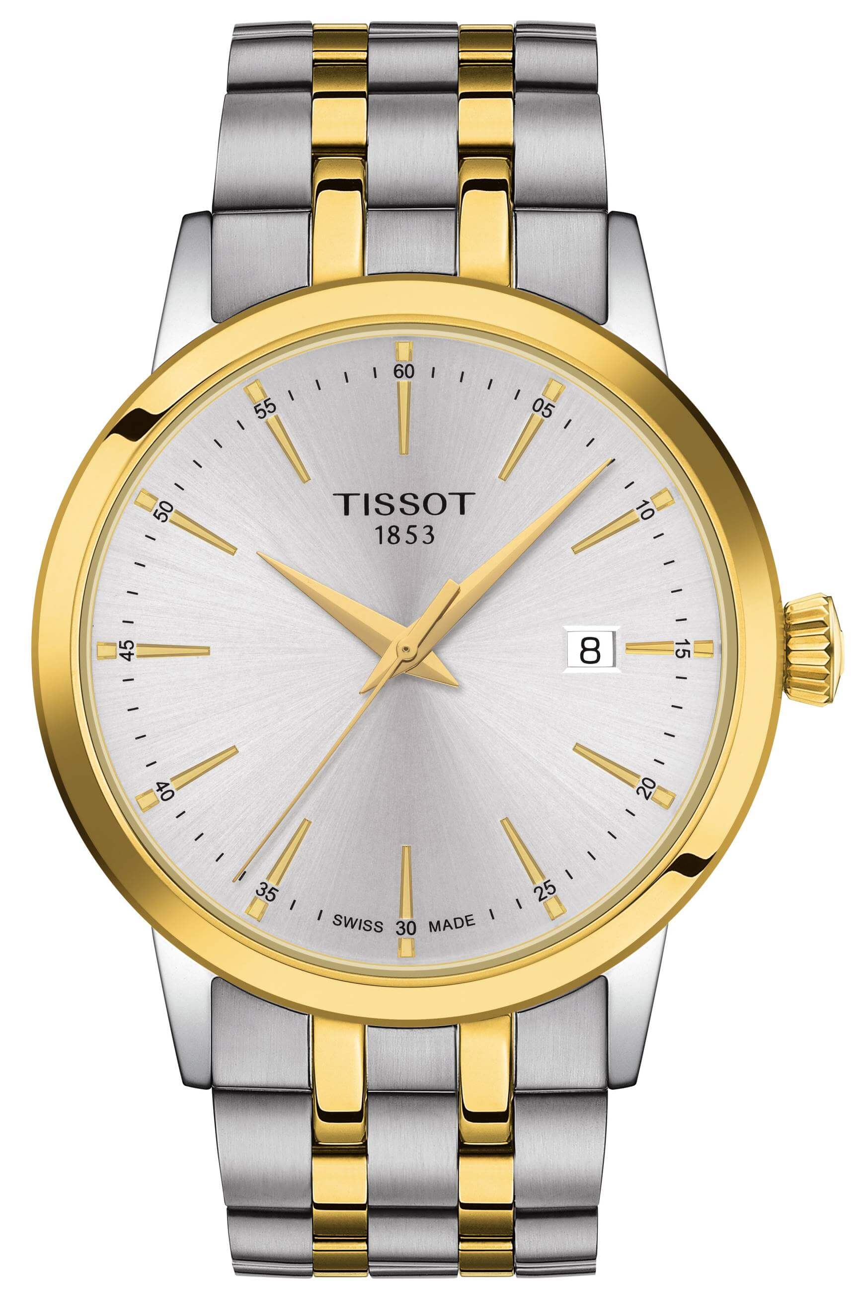TISSOT -Classic Dream men's watch silver gold quartz sapphire crystal 42mm- T129.410.22.031.00