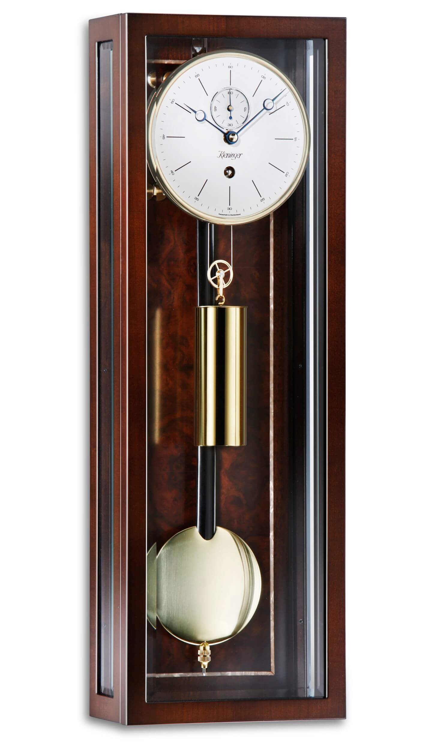 Kieninger -Wanduhr Regulator Nussbaum Messing Mechanisch 46cm- 2806-22-01